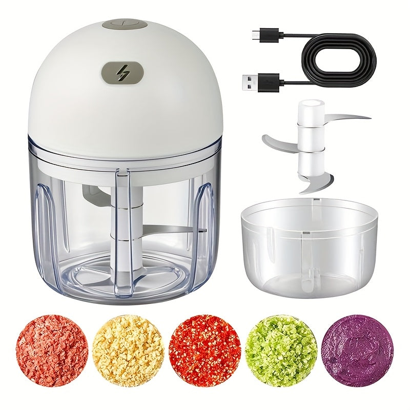 Molino de ajo eléctrico mini, 250 ml, molino de alimentos, USB, molino de verduras, molino de cebolla, procesador de alimentos portátil pequeño, ajo, jengibre, chile, verduras