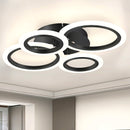 1 pza. lámpara de techo moderna con 4 anillos LED, luz cálida, acabado metálico, brazos ajustables, ideal para cocina, dormitorio, sala, lavandería, incluye hardware de instalación, solución de iluminación moderna, lámpara de techo elegante, luz con braz