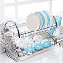 Estante de platos de acero inoxidable en forma de S de dos niveles - Organizador de cocina de encimera que ahorra espacio para platos y tazones, fácil de ensamblar, estructura de hierro duradera, solución de almacenamiento de cocina | Estante metálico el