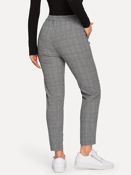 Mulvari Pantalones de cuadros de cintura con cordon