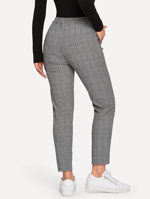 Mulvari Pantalones de cuadros de cintura con cordon