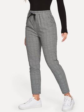 Mulvari Pantalones de cuadros de cintura con cordon