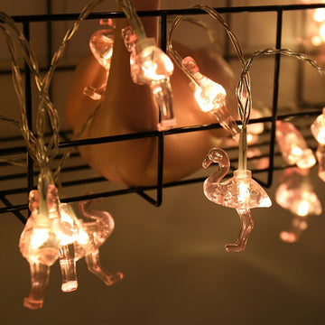 Luces de cadena LED en forma de flamenco, disponibles en 1.5m/3m, con 10/20 LEDs, funcionan con pilas, material de PVC, ideales para uso en interiores y exteriores, perfectas para el verano, fiestas, cumpleaños, bodas y Navidad - Pilas no incluidas, sin