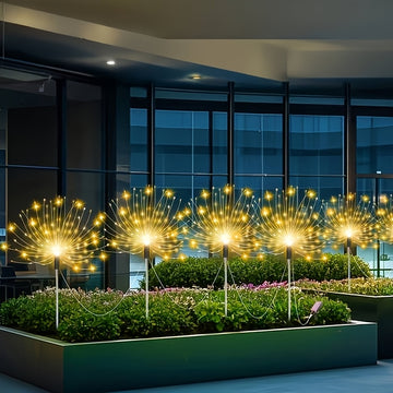 4 piezas de luces solares para jardín, luces de fuegos artificiales, exteriores, impermeables, 8 modos de iluminación, luces solares de estaca de fuegos artificiales, luces de estrella, 320/240 LED, luces de paisaje DIY, adecuadas para camping en RV, píc