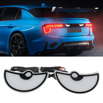 2 piezas de luces LED KEVANLY para coches y motocicletas, ojos demoníacos de neón, luces que se pueden montar, ajuste universal, opciones de colores múltiples, diseño creativo de ojos en forma de media luna, no requiere batería, perfectas para espejos re