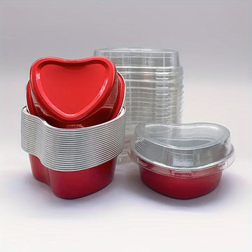 50 piezas de moldes para pasteles en forma de corazón con tapa, resistentes al calor, para San Valentín, bodas, Día de la Madre, cumpleaños y Navidad