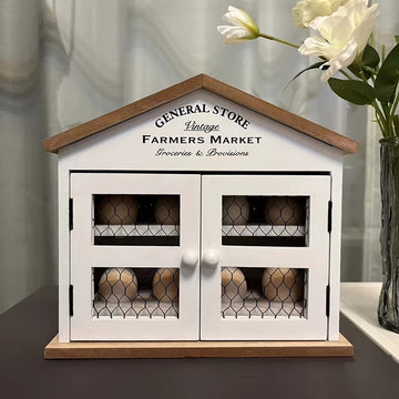 Cesta de Almacenamiento de Huevos de Madera Moderna - Organizador para el Hogar para Cocina, Baño y Decoración de Dormitorio