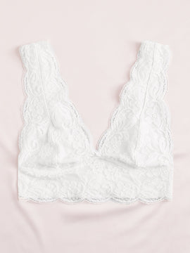 Bralette De Encaje Floral Con Borde Festoneado