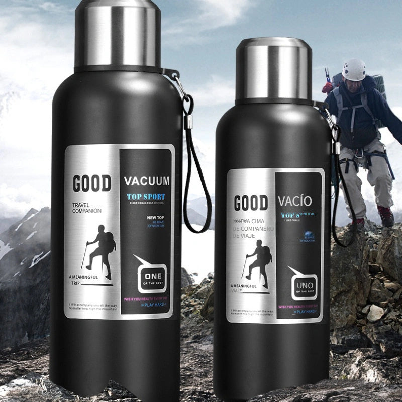 Botella de Agua para Exteriores de Gran Capacidad con Térmica, Vaso Aislado para Deportes al Aire Libre con Asa y Separación de Té y Agua
