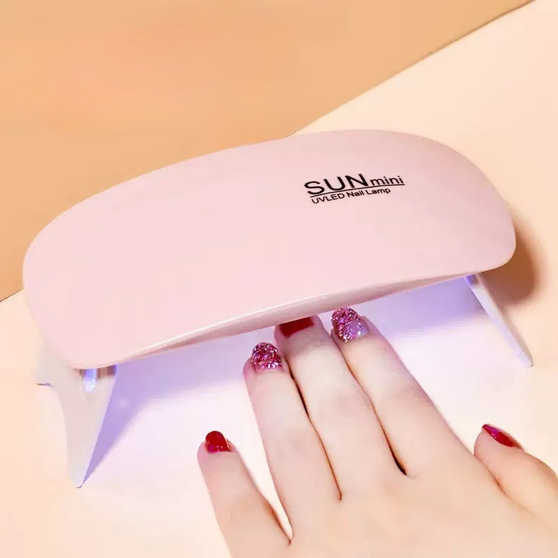 1pc Mini Lámpara LED para Uñas - Luz de Gel con Detección Rápida, Secador Compacto para Hogar/Salón Profesional, Rosa Suave, Sin Adaptador/Batería Necesaria, Herramienta Portátil de Cuidado de Uñas