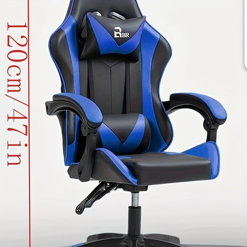 Butaca de Juego Ergonómica Estilo Carreras - Silla de Escritorio Ajustable en Altura con Reposacabezas y Soporte Lumbar, Tela de Poliéster Duradera, Fácil Montaje para Oficina, Dormitorio o Hogar, Diseño Deportivo, Construcción Cómoda