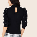 Modely Top de manga farol con perlas de espalda con abertura de ojo