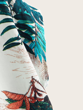 LUNE Top con estampado botanico de manga murcielago