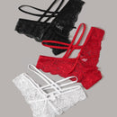 Conjunto De 3 Braguitas De Encaje Floral Con Recorte, Lenceria