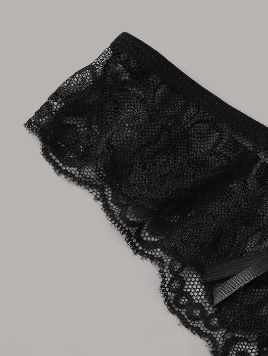 Conjunto De 3 Braguitas De Encaje Floral Con Recorte, Lenceria