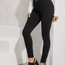 Essnce Pantalon cenido de cintura alta en unicolor para mujer, para primavera y verano