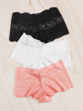 Set de bragas con encaje floral 3 paquetes
