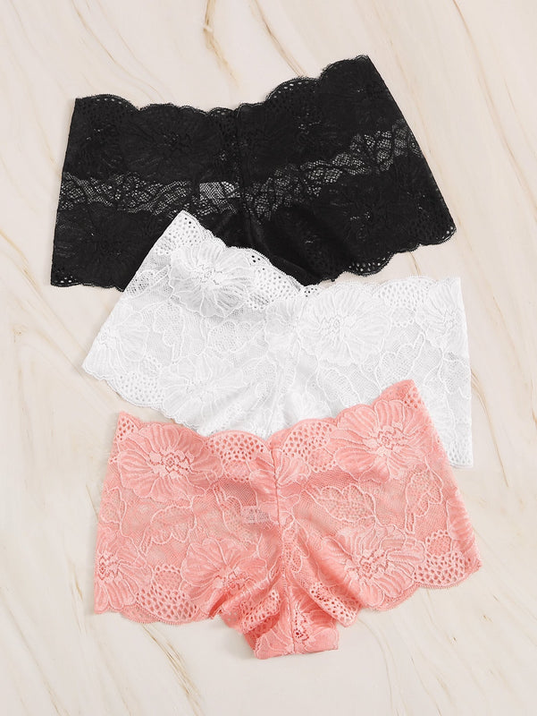 Set de bragas con encaje floral 3 paquetes