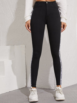 Pantalones ajustados para mujer con cinta lateral de gran elasticidad para la primavera y el verano