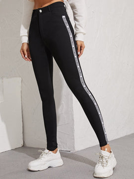 Pantalones ajustados para mujer con cinta lateral de gran elasticidad para la primavera y el verano