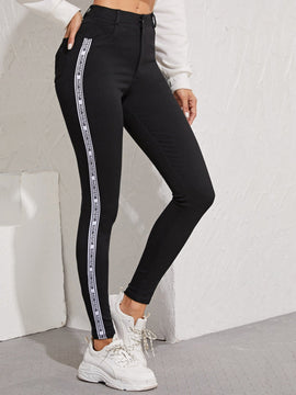 Pantalones ajustados para mujer con cinta lateral de gran elasticidad para la primavera y el verano