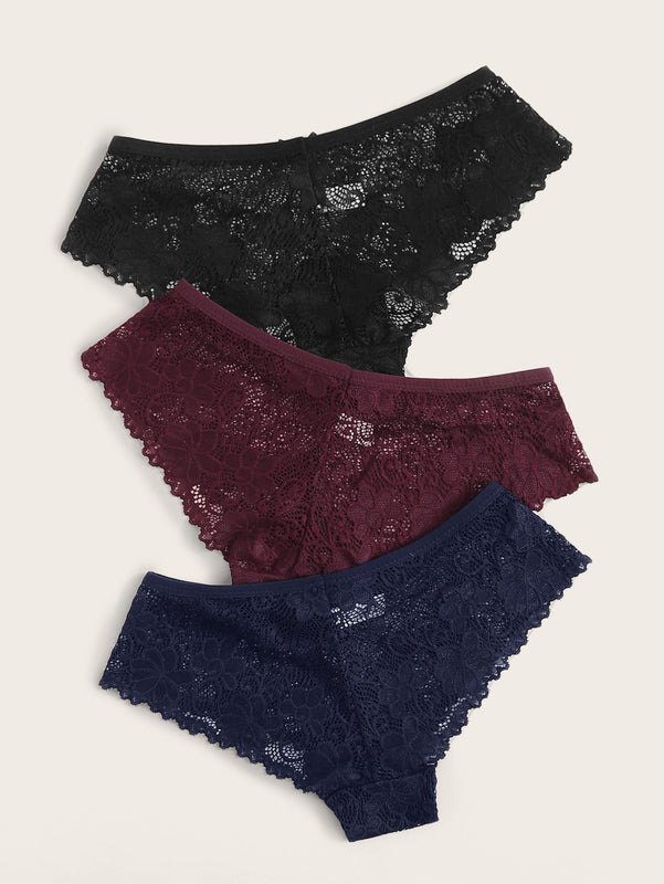 Set de bragas con encaje floral 3 paquetes