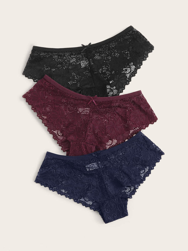 Set de bragas con encaje floral 3 paquetes