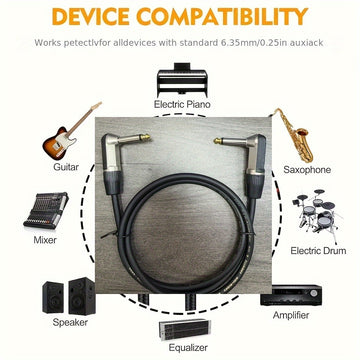 Cable de Amplificador para Guitarra y Bajo Eléctrico Premium - 3.05 metros / 6.1 metros, Sonido de Alta Fidelidad, Diseño Duradero y Flexible, Compatible con Todos los Instrumentos Musicales, Conectores Metálicos para Computadoras, Portátiles, DVD, Altav