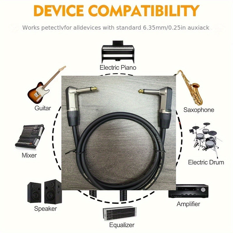 Cable de Amplificador para Guitarra y Bajo Eléctrico Premium - 3.05 metros / 6.1 metros, Sonido de Alta Fidelidad, Diseño Duradero y Flexible, Compatible con Todos los Instrumentos Musicales, Conectores Metálicos para Computadoras, Portátiles, DVD, Altav