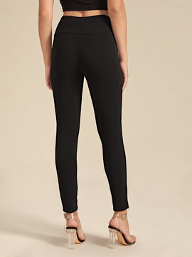 Prive Pantalones ajustados de cintura con banda ancha con diseno de botones