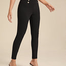 Prive Pantalones ajustados de cintura con banda ancha con diseno de botones