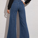 Essnce Jeans de pierna ancha con boton de cintura alta