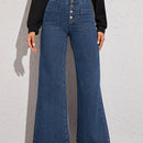 Essnce Jeans de pierna ancha con boton de cintura alta