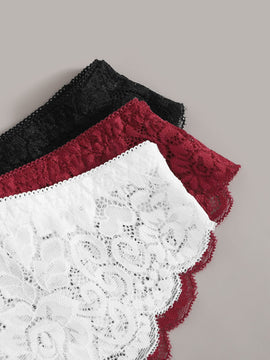 Set de bragas con encaje floral 3 paquetes
