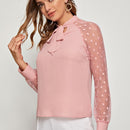 Prive Top de manga raglan de malla de cuello con cordon