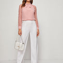 Prive Top de manga raglan de malla de cuello con cordon