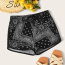 EZwear Shorts delfin con estampado de paisley de cintura con cordon