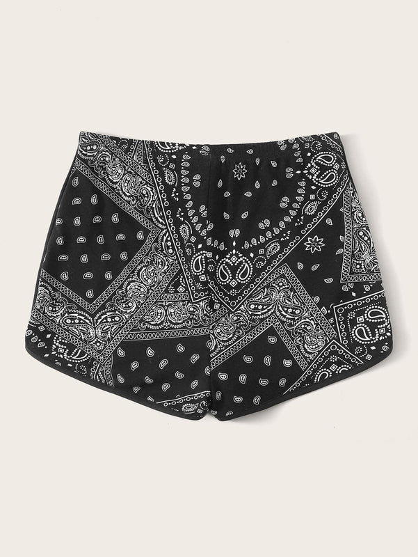 EZwear Shorts delfin con estampado de paisley de cintura con cordon