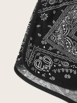 EZwear Shorts delfin con estampado de paisley de cintura con cordon