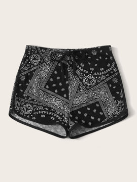EZwear Shorts delfin con estampado de paisley de cintura con cordon