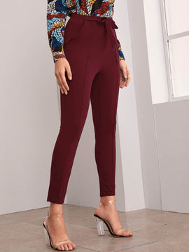 Prive Pantalones con cinturon con bolsillo oblicuo con costura delantera