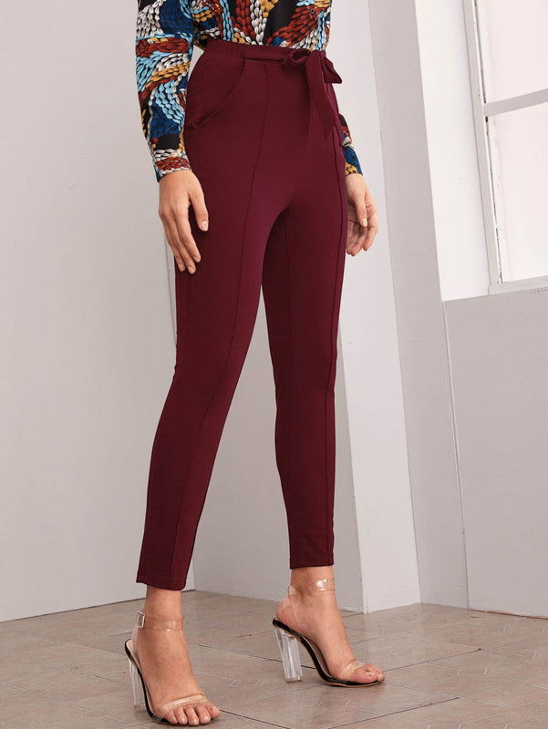 Prive Pantalones con cinturon con bolsillo oblicuo con costura delantera