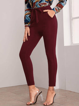 Prive Pantalones con cinturon con bolsillo oblicuo con costura delantera