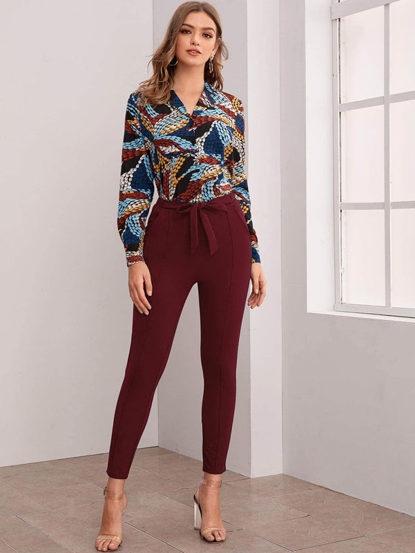 Prive Pantalones con cinturon con bolsillo oblicuo con costura delantera
