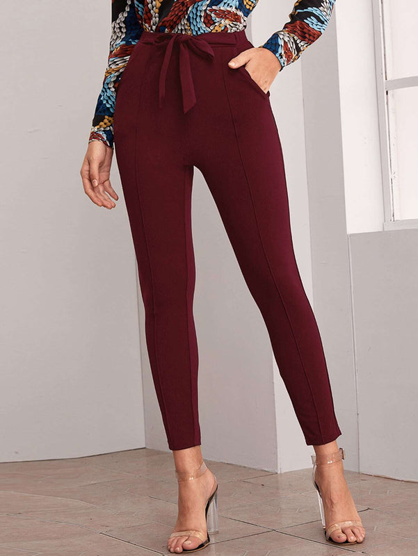Prive Pantalones con cinturon con bolsillo oblicuo con costura delantera