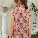 VCAY Camisa sin manga de espalda con abertura de ojo con estampado floral