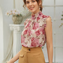 VCAY Camisa sin manga de espalda con abertura de ojo con estampado floral