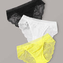 Set de bragas finas con encaje floral 3 paquetes