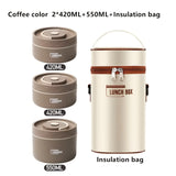 Caja de almuerzo portátil aislada de microondas de varias piezas, juego de contenedores de alimentos con contenedor de almuerzo de acero inoxidable 304 independiente, con función de aislamiento, para regresar a la escuela.