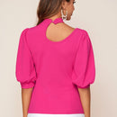 Prive Top de manga farol con diseno de corte rosado neon